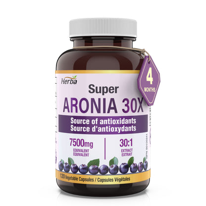 Aronia Berry Extract 250mg – 120 Capsules | 7500mg Fruit Equivalent | 30:1 Aronia Extract Supplement