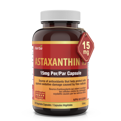 Astaxanthin Supplement 15mg – 60 Vegetable Capsules | Made in Canada