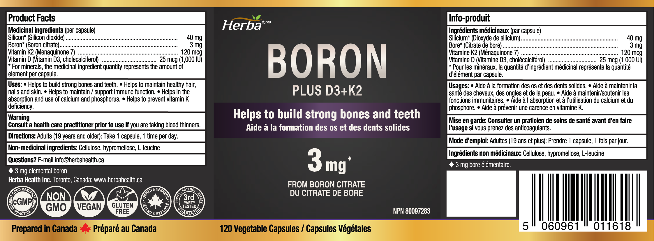Boron Supplement for Men and Women - 120 Capsules | Made in Canada