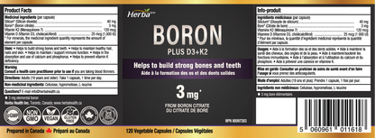 Boron Supplement for Men and Women - 120 Capsules | Made in Canada