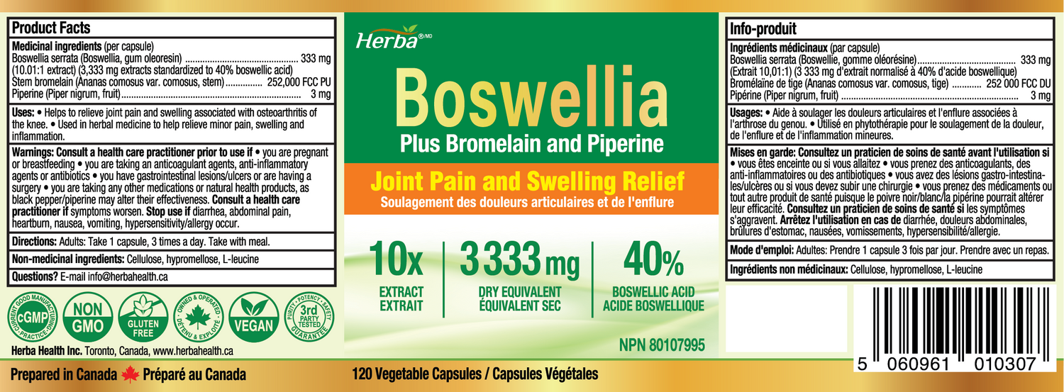Boswellia Serrata Capsules with Bromelain Supplement - 120 Capsules