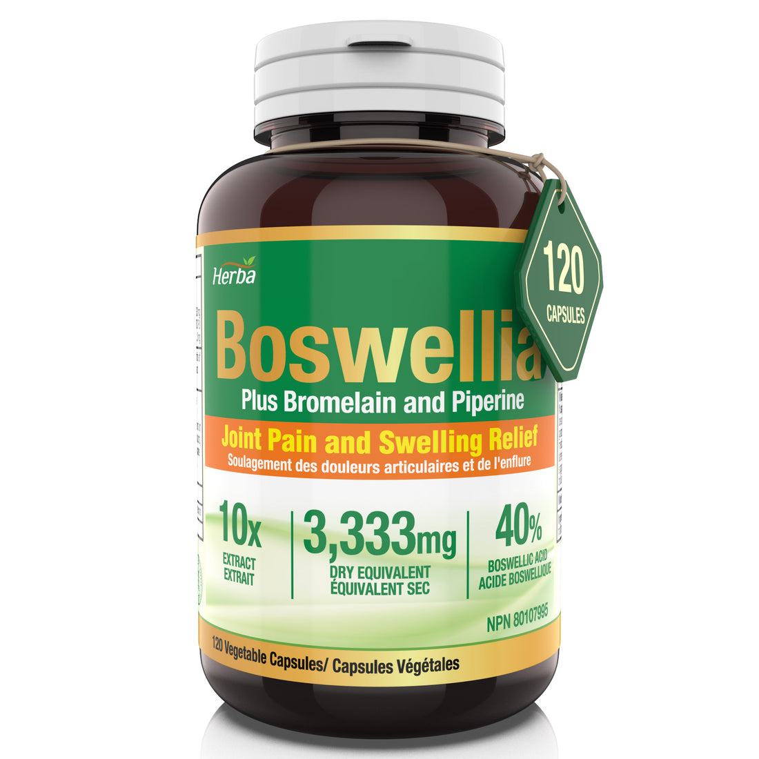 Capsules de Boswellia Serrata avec supplément de bromélaïne - 120 Capsules