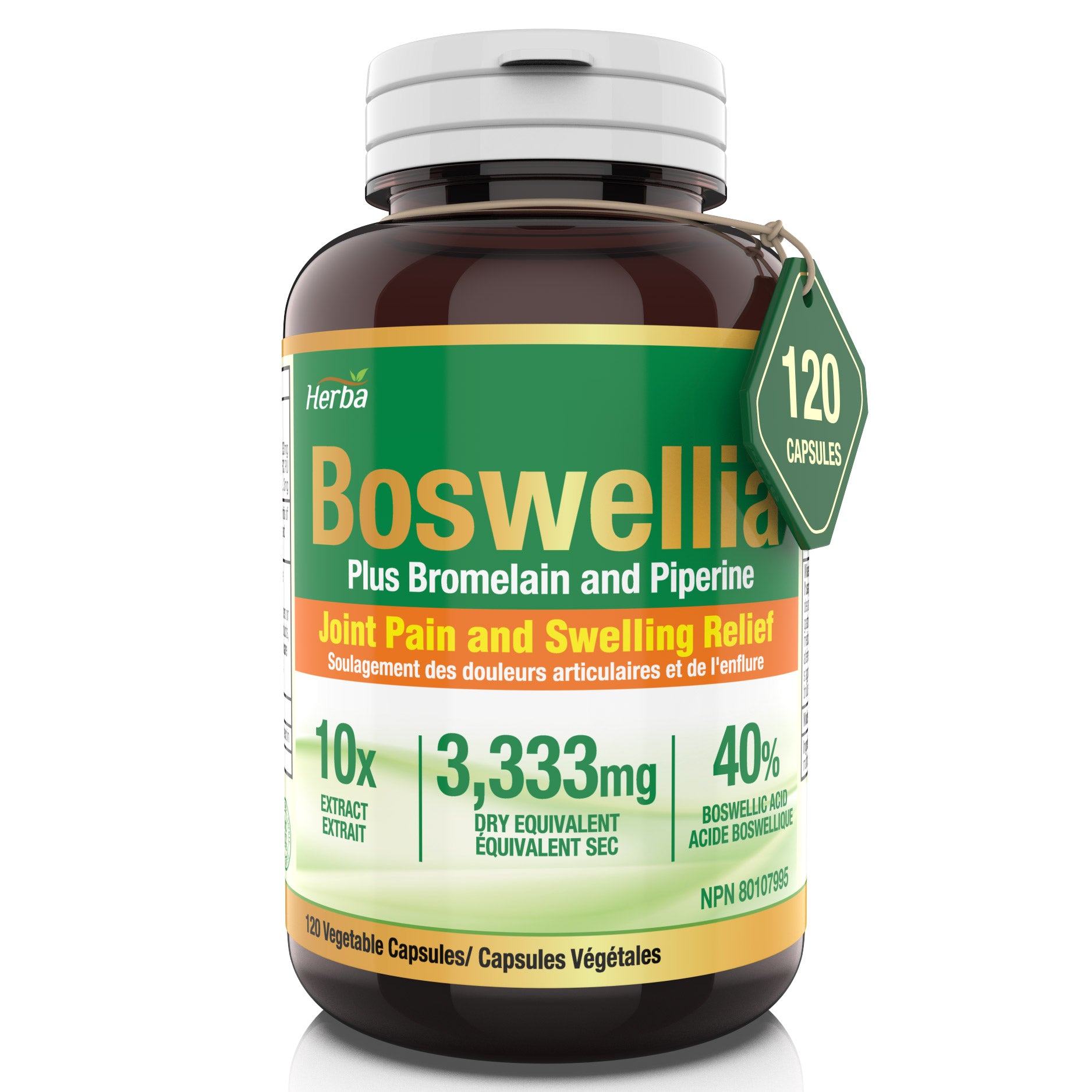 Capsules de Boswellia Serrata avec supplément de bromélaïne - 120 Capsules