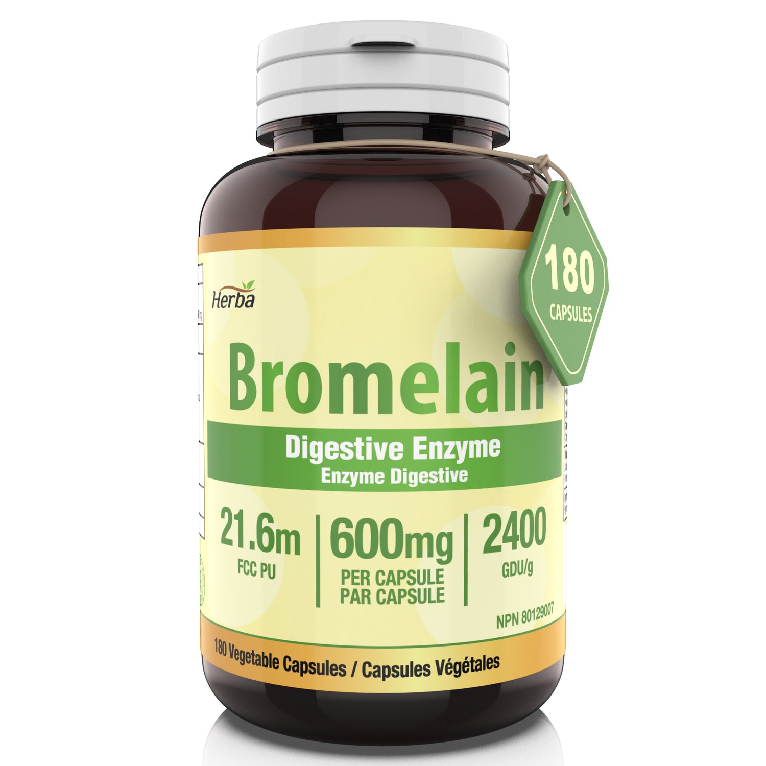 Supplément de bromélaïne 600 mg – 180 gélules | Puissance maximale de 2 400 GDU/g