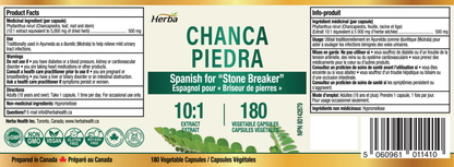 Chanca Piedra Extract - 180 Capsules | 5,000mg Equivalent | 10:1 Extract from 500mg | Spanish for &quot;Stone Breaker&quot; | Made in Canada