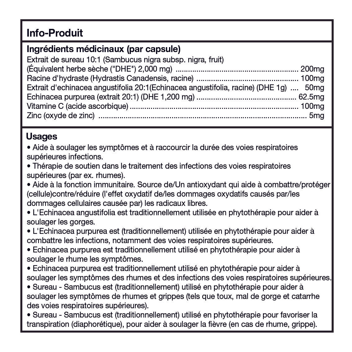 Capsules de sureau noir Sambucus – équivalent à 2 000 mg | Extrait 10:1 avec racine d&