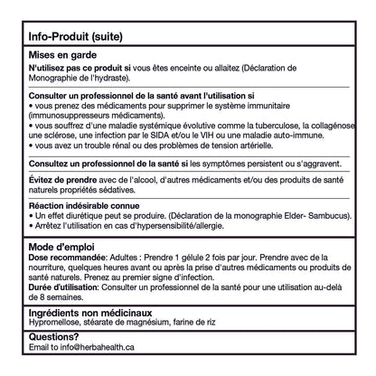 Capsules de sureau noir Sambucus – équivalent à 2 000 mg | Extrait 10:1 avec racine d&