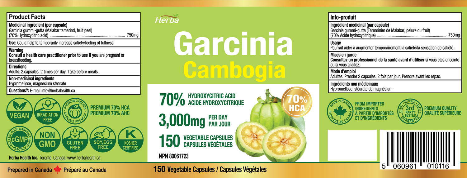 Garcinia Cambogia Extract – 70% HCA  | 150 Vegetable Capsules