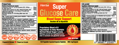 Herba Glucose Care - 120 Capsules| Blood Sugar Support with 6 Ingredients