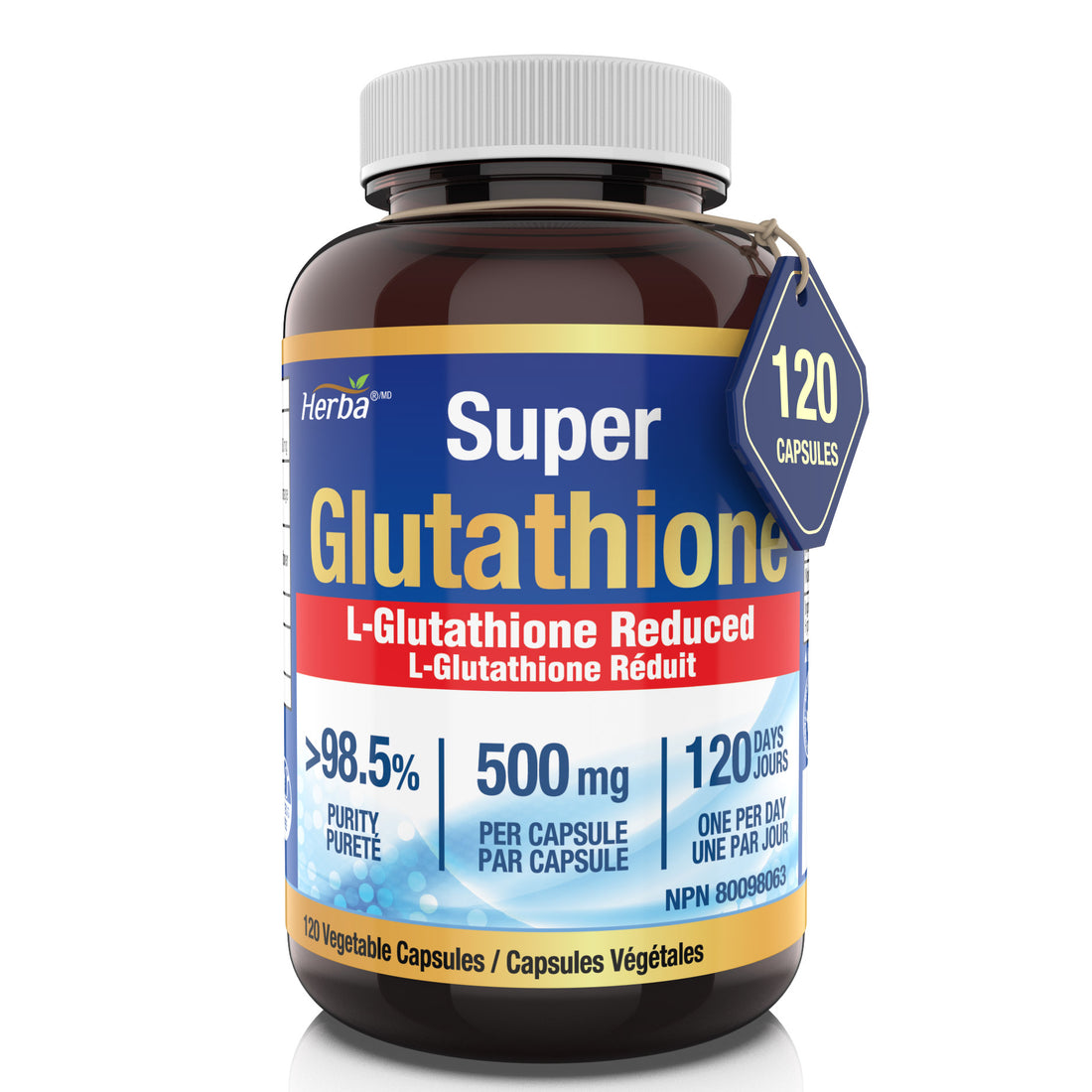 Glutathione Supplements 500mg, 120 Vegetable Capsules-L-Glutathione Reduced Active Form