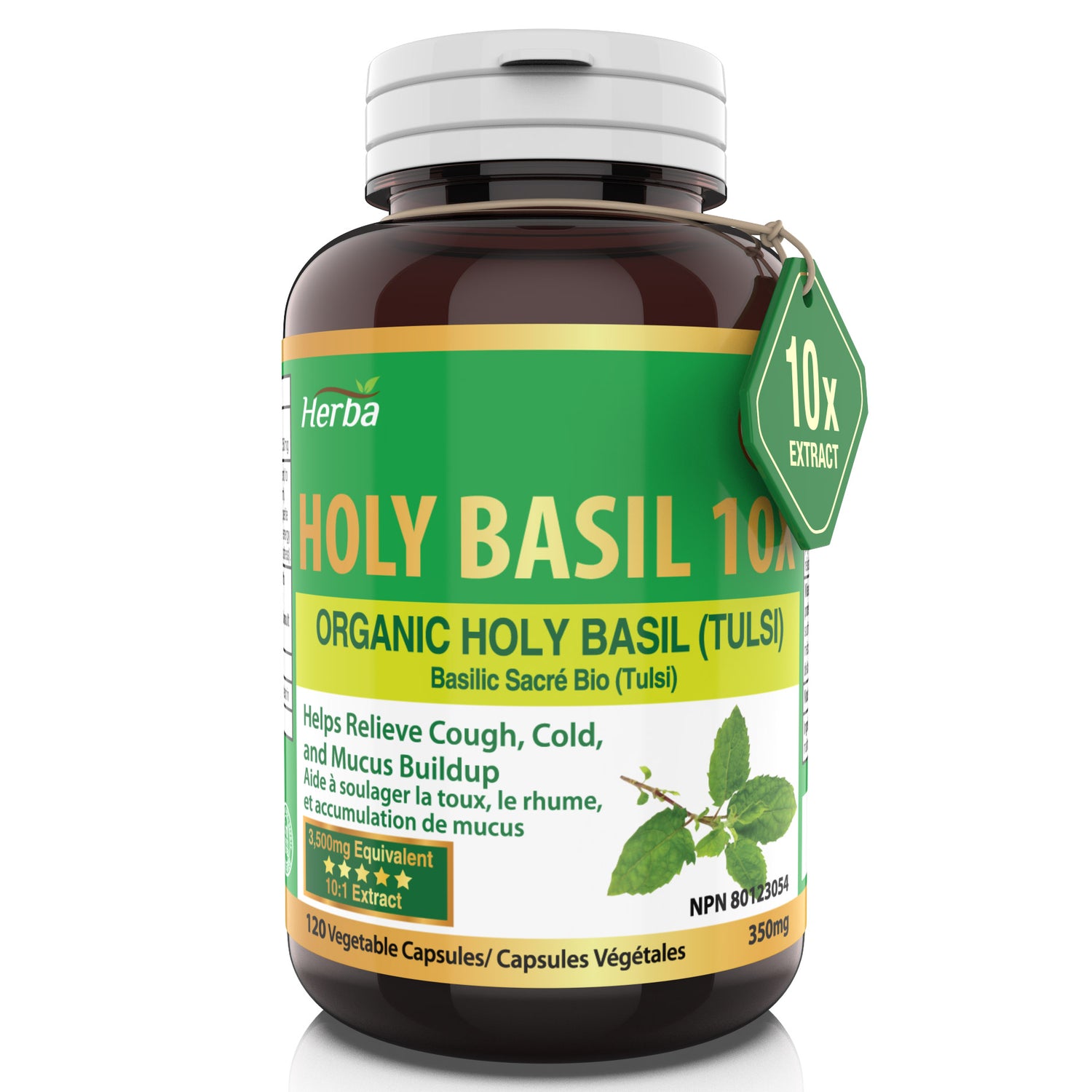 Organic Holy Basil Capsules – 350mg | 120 Vegetable Capsules