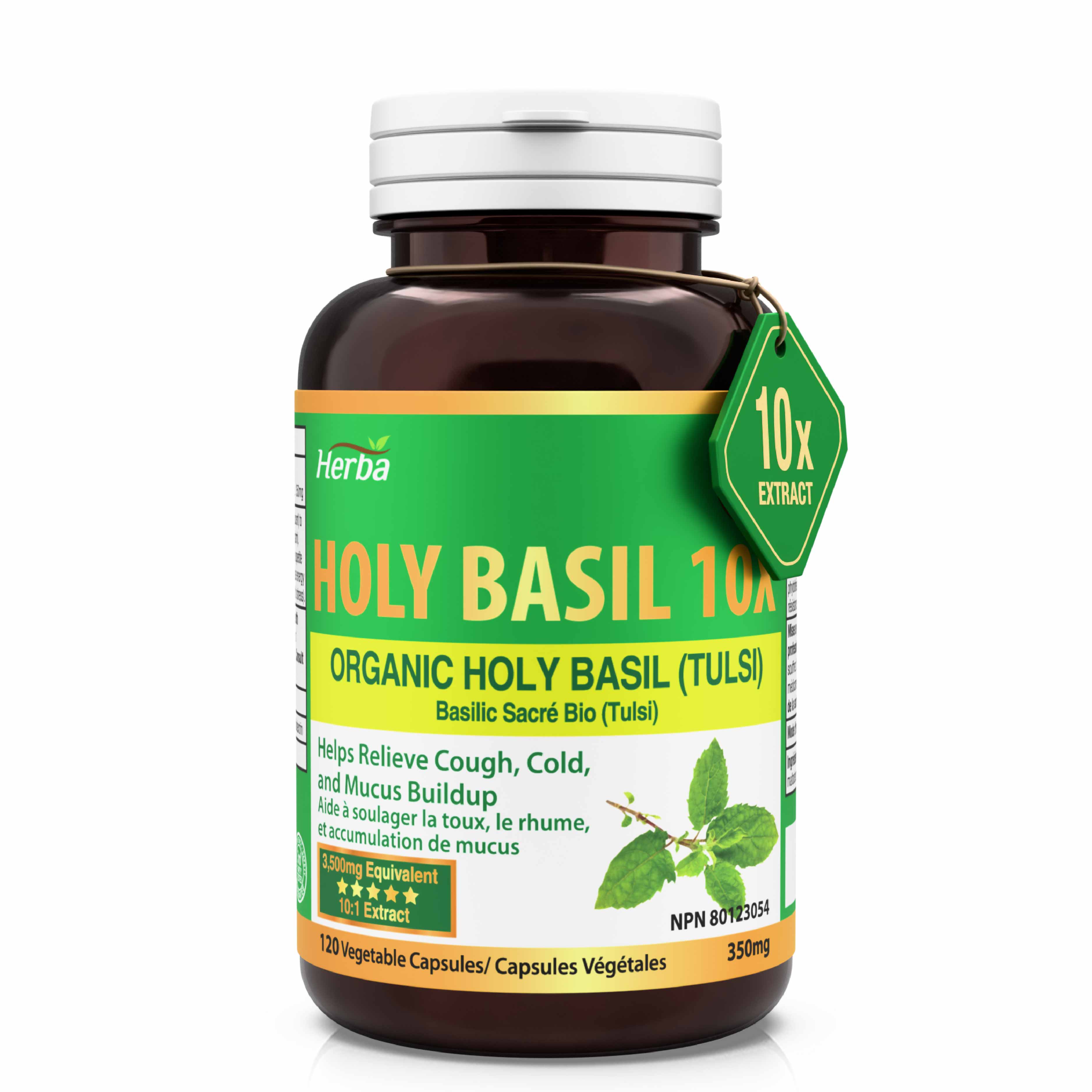 Organic Holy Basil Capsules – 350mg | 120 Vegetable Capsules – Herba
