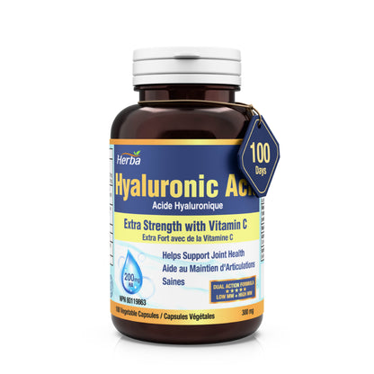 Hyaluronic Acid Supplement 200mg with Vitamin C - 100 Vegetable Capsules
