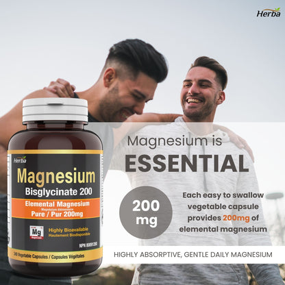 Bisglycinate de Magnésium 200mg - 240 Gélules Végétales