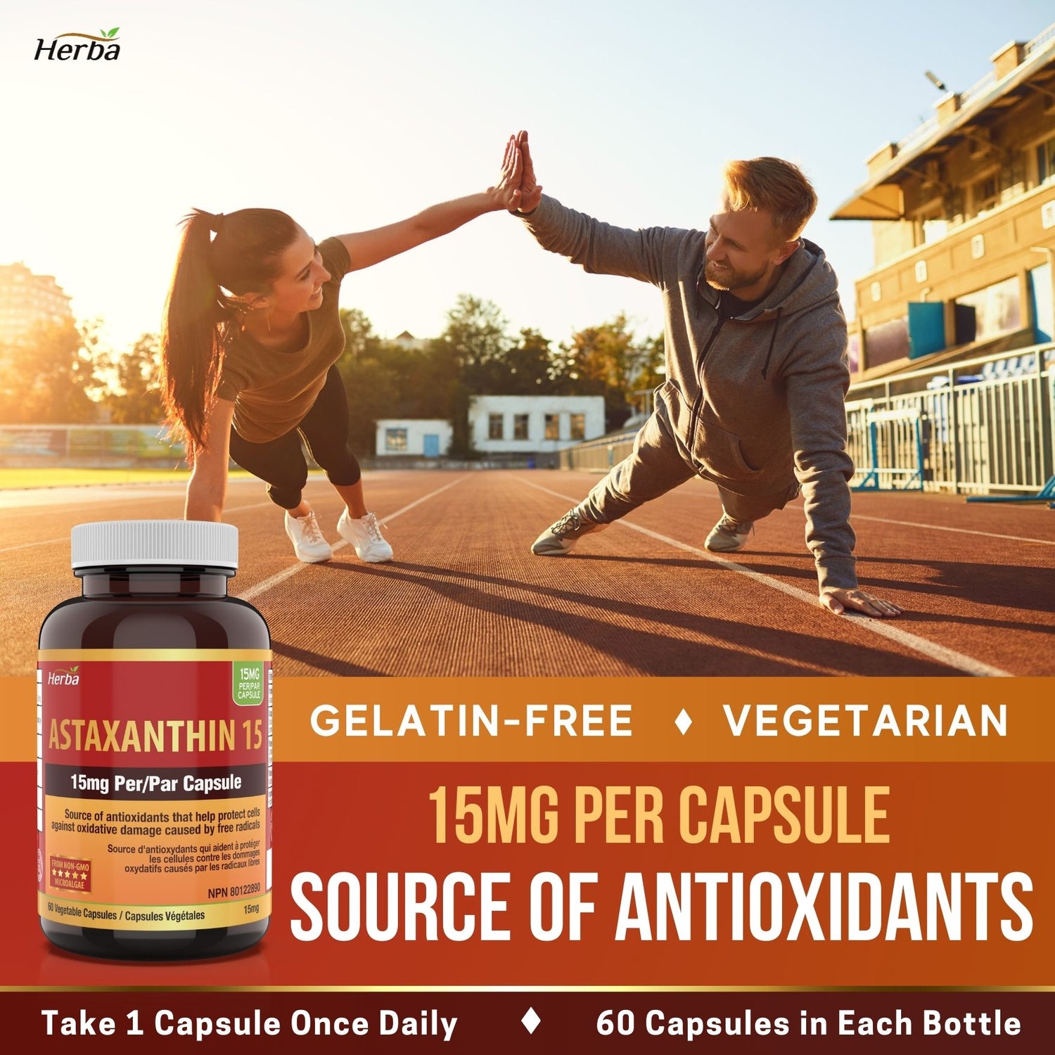 Astaxanthin Supplement 15mg – 60 Vegetable Capsules | Made in Canada