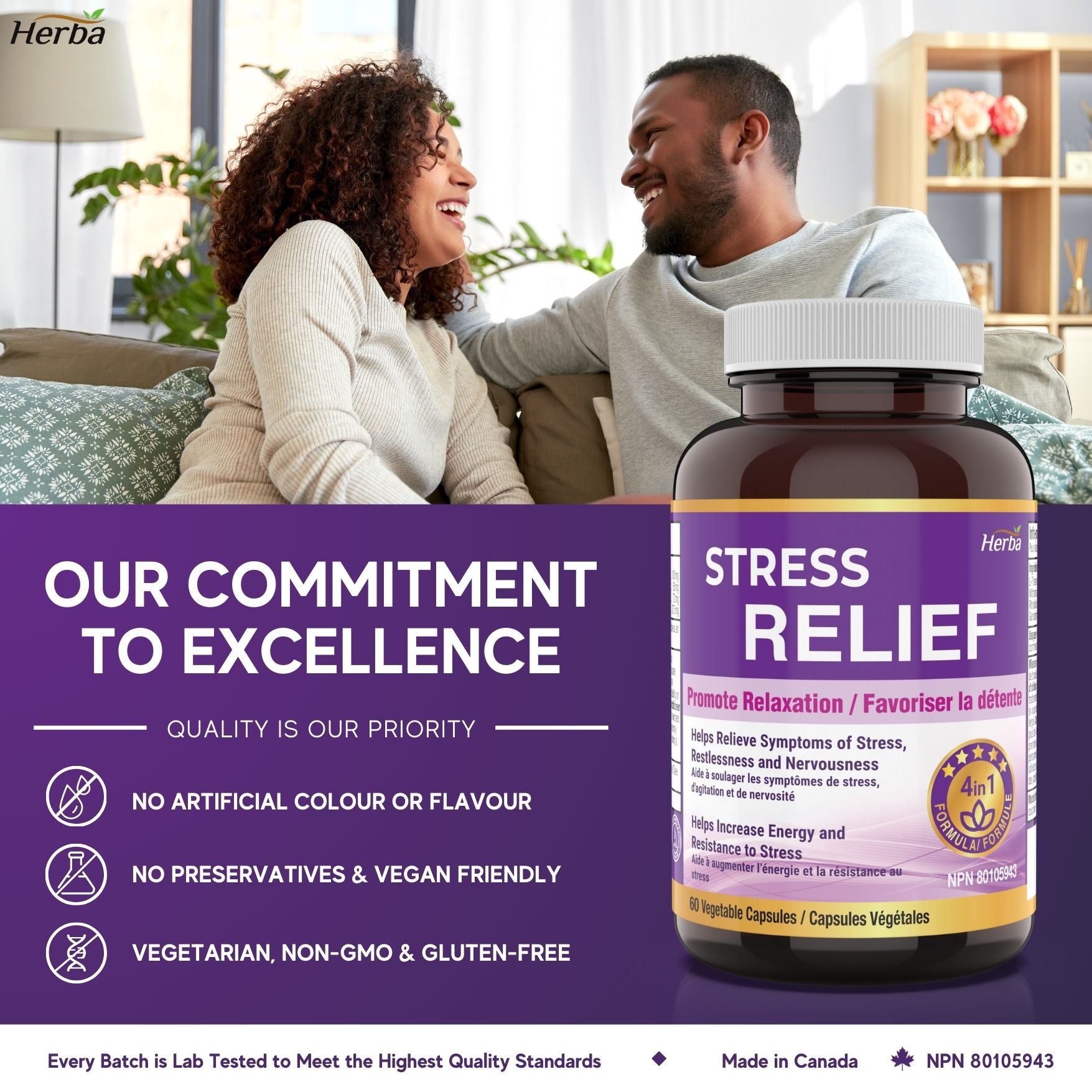 Natural Stress and Sleep Aids for Adult - Melatonin Free - 60 Capsules