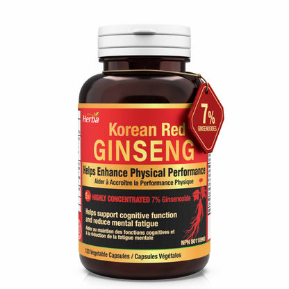 Korean Red Ginseng Extract Capsules – 5:1, 2500mg Equivalent | 120 Vegetable Capsules
