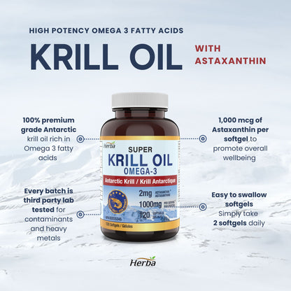 Antarctic Krill Oil 500mg - 120 Softgels | Made in Canada