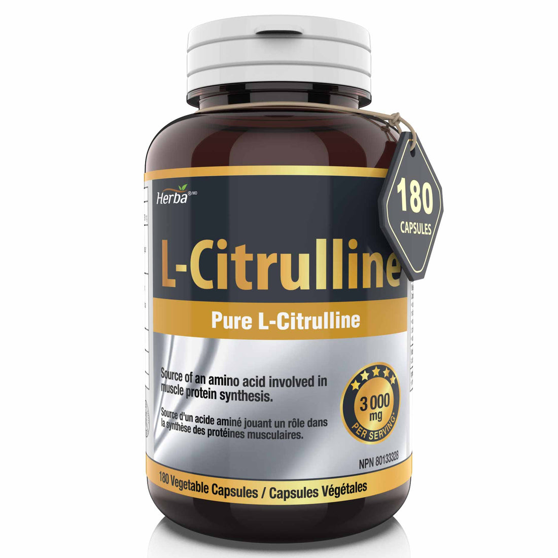 L-Citrulline Supplement 750mg – 180 Vegetable Capsules | Made in Canada