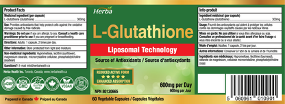 Supplément de glutathion liposomal - 600 mg par jour | 60 capsules végétales