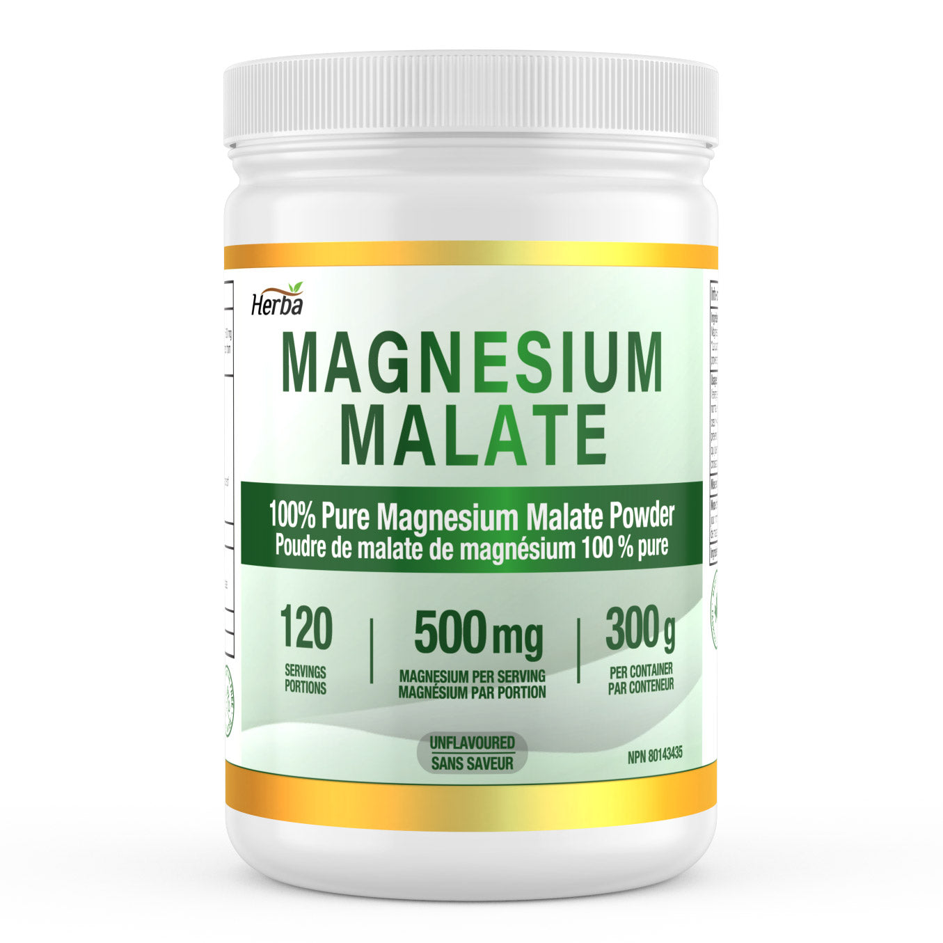 Magnesium Malate Powder 300g – 120 Servings | 4 Month Supply | 100% Pure Unflavoured Magnesium Malate | Made in Canada