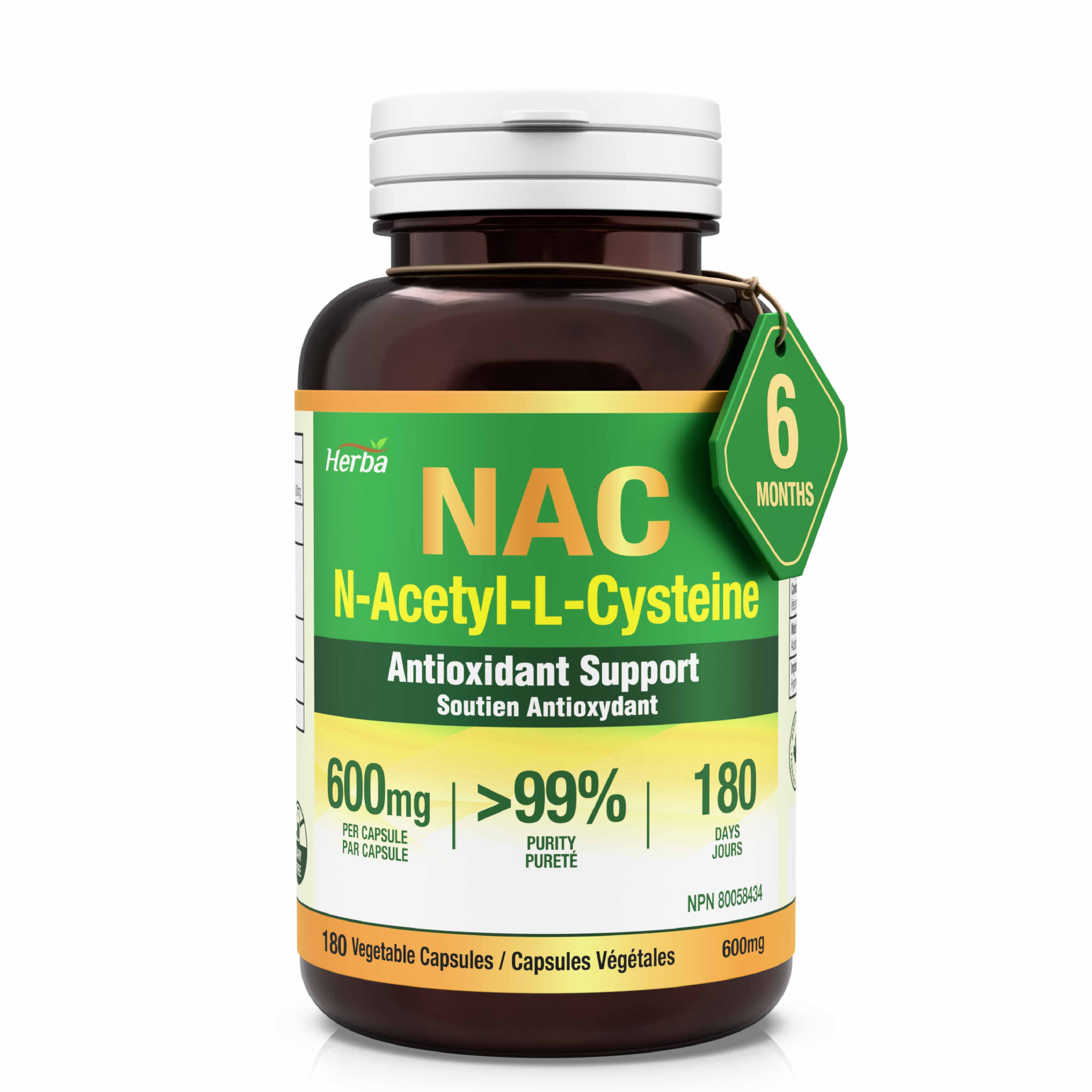 Complément NAC 600 mg - 180 capsules | N-Acétyl-L-Cystéine