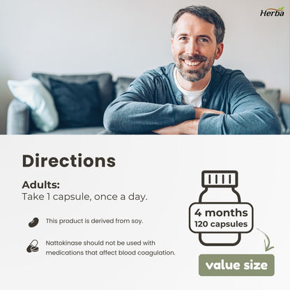 Nattokinase Supplement 2000 FU – 100mg, 120 Delayed Release Capsules