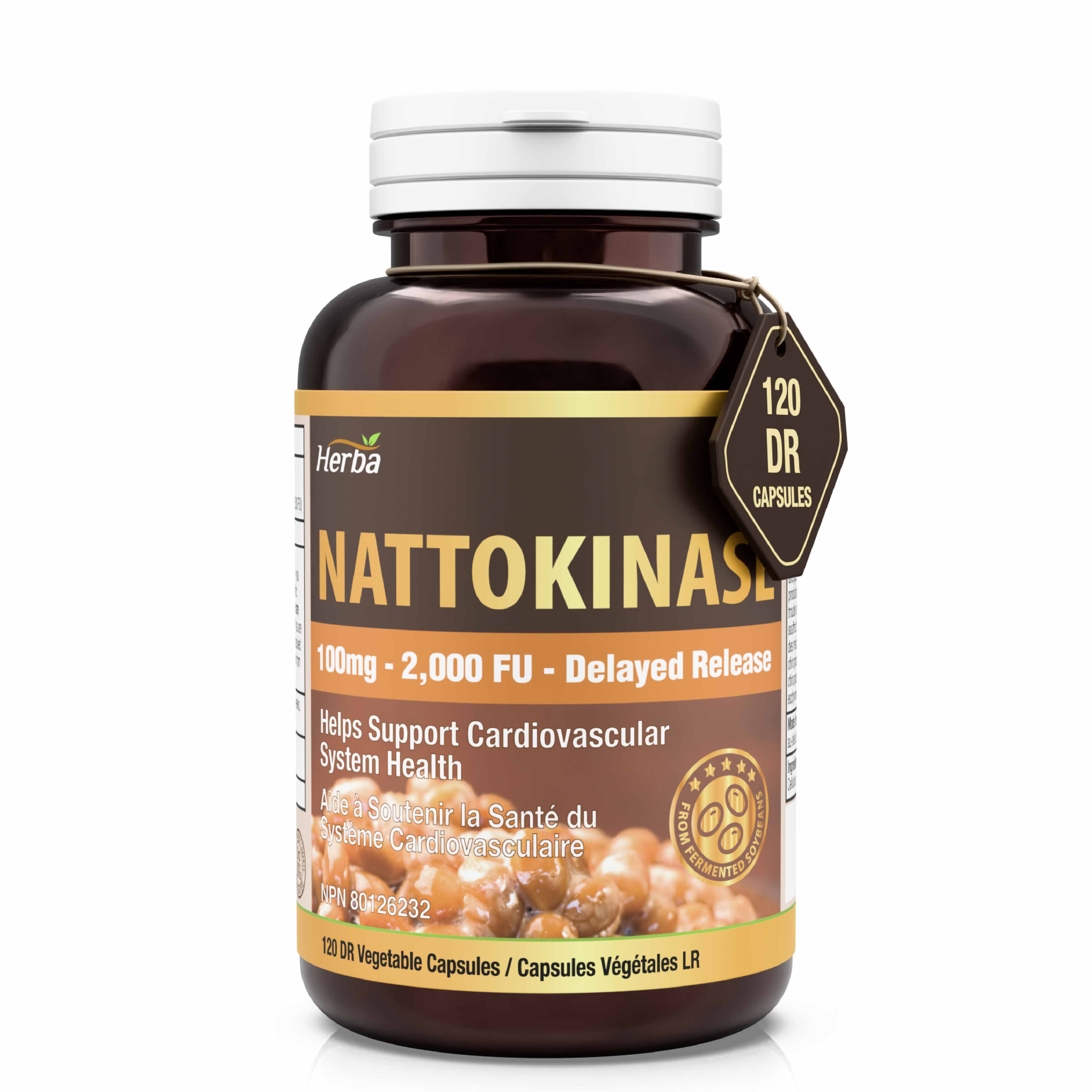 Nattokinase Supplement 2000 FU – 100mg, 120 Delayed Release Capsules