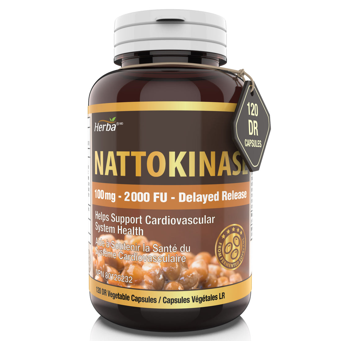 Supplément Nattokinase 2000 FU – 100 mg, 120 gélules à libération retardée