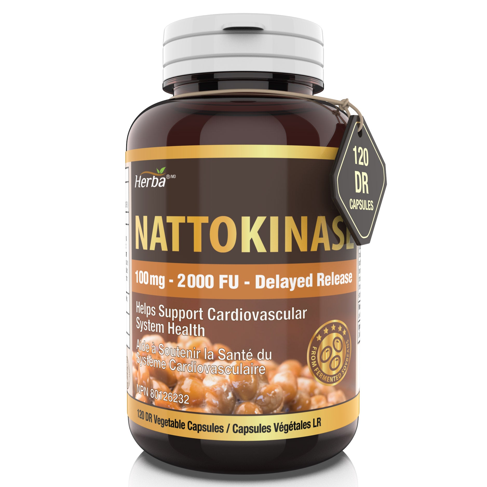 Nattokinase Supplement 2000 FU – 100mg, 120 Delayed Release Capsules