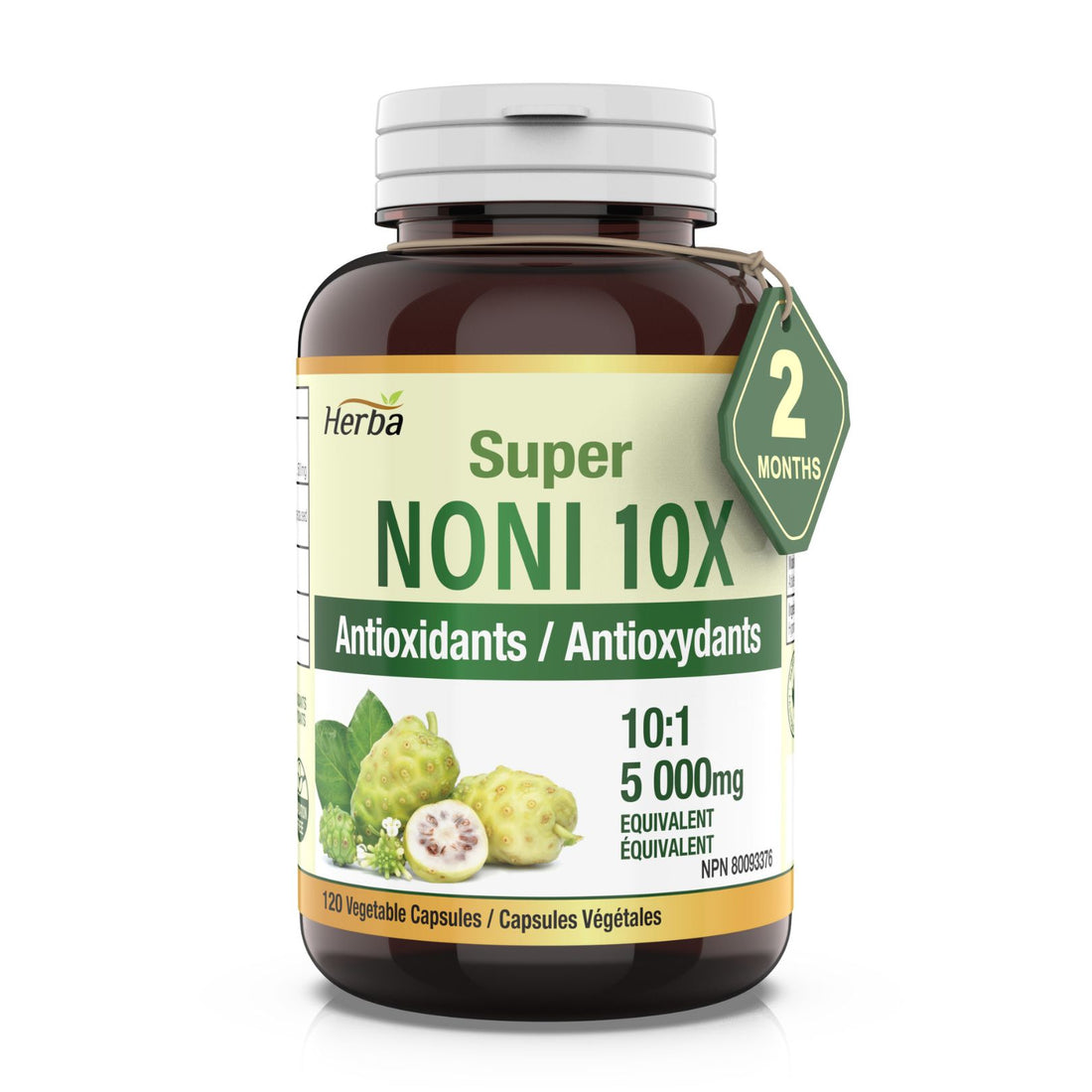 Natural Noni Capsules 10X - 120 Vegan Capsules | 10,000mg Per Day | 10:1 Concentration