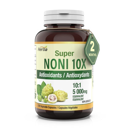 Natural Noni Capsules 10X - 120 Vegan Capsules | 10,000mg Per Day | 10:1 Concentration