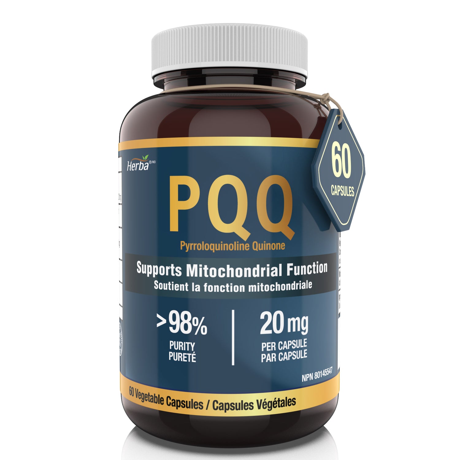 PQQ Supplement 20mg - 60 Capsules | Made in Canada
