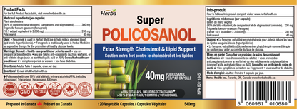Policosanol 40mg with Fenugreek and Plant Sterol Esters - 120 Vegetable Capsules