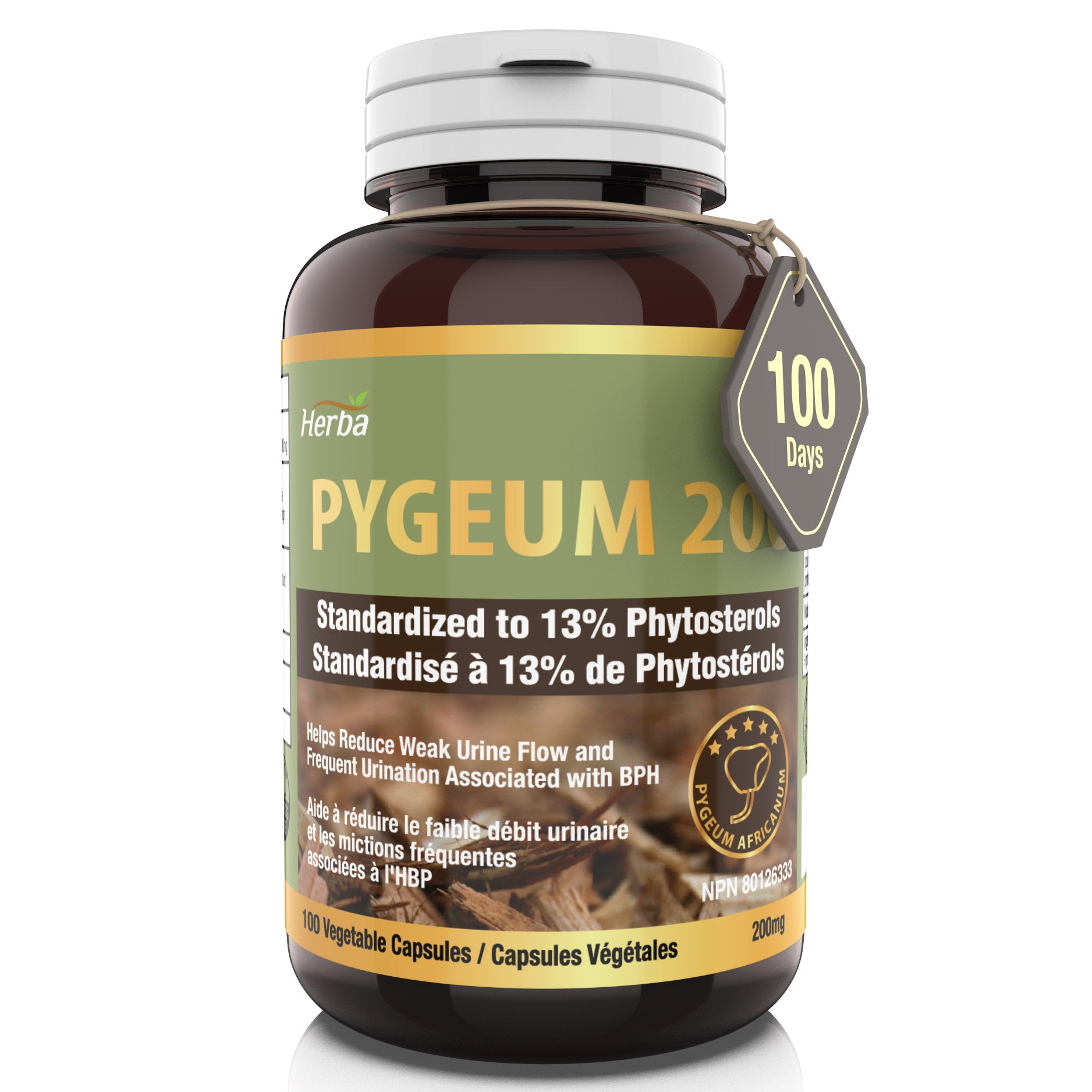 Supplément de Pygeum 200mg – 100 Capsules | Fabriqué au Canada