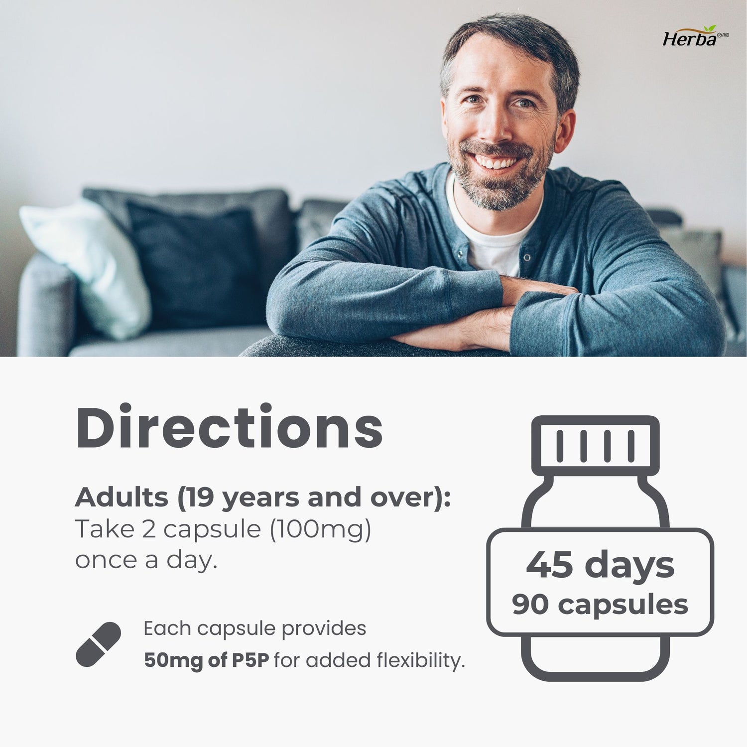 P5P Vitamine B6 50mg – 90 Capsules | >99% Pureté | Fabriqué au Canada