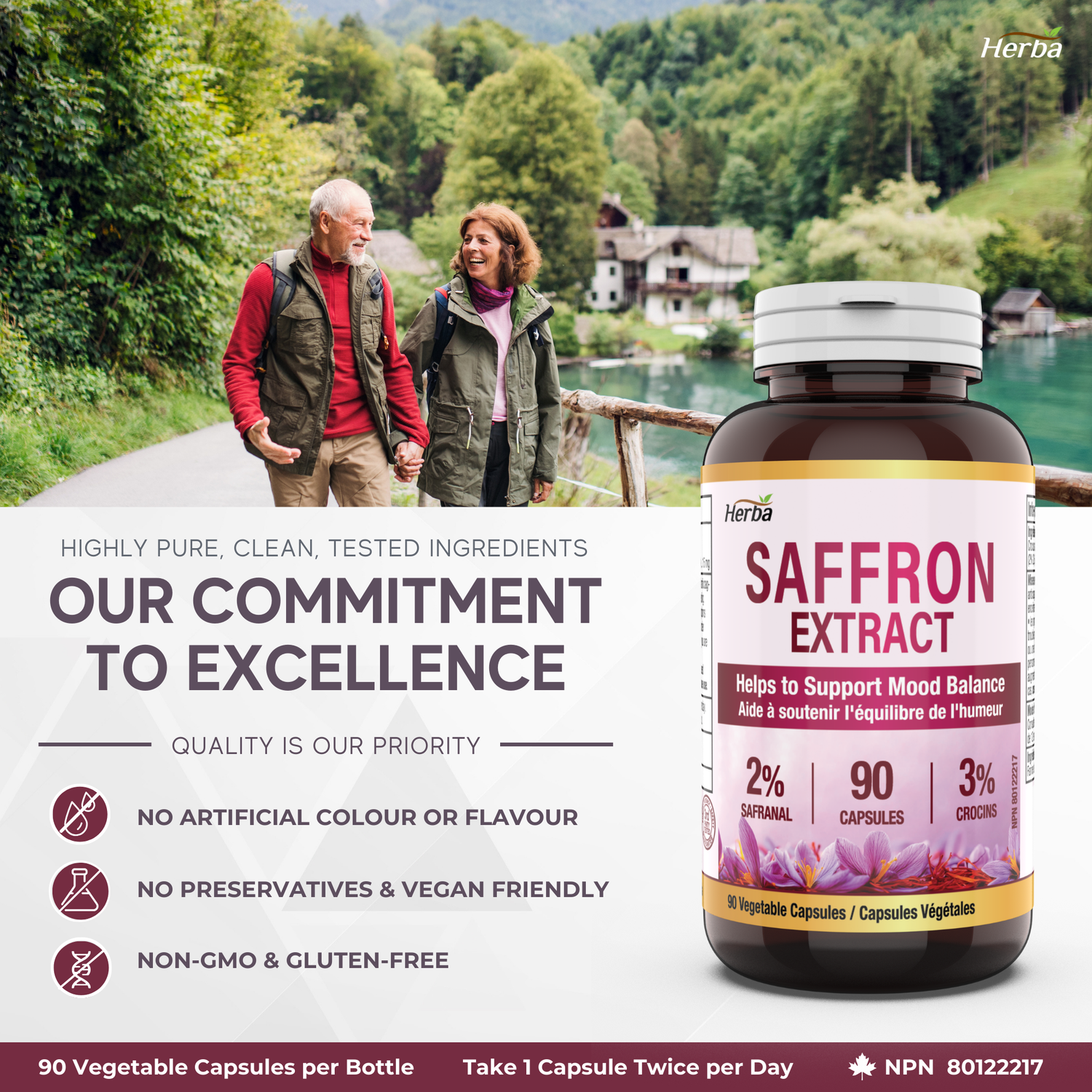 Saffron Supplement – 90 Capsules | Saffron Extract Standardized to 2% Safranal