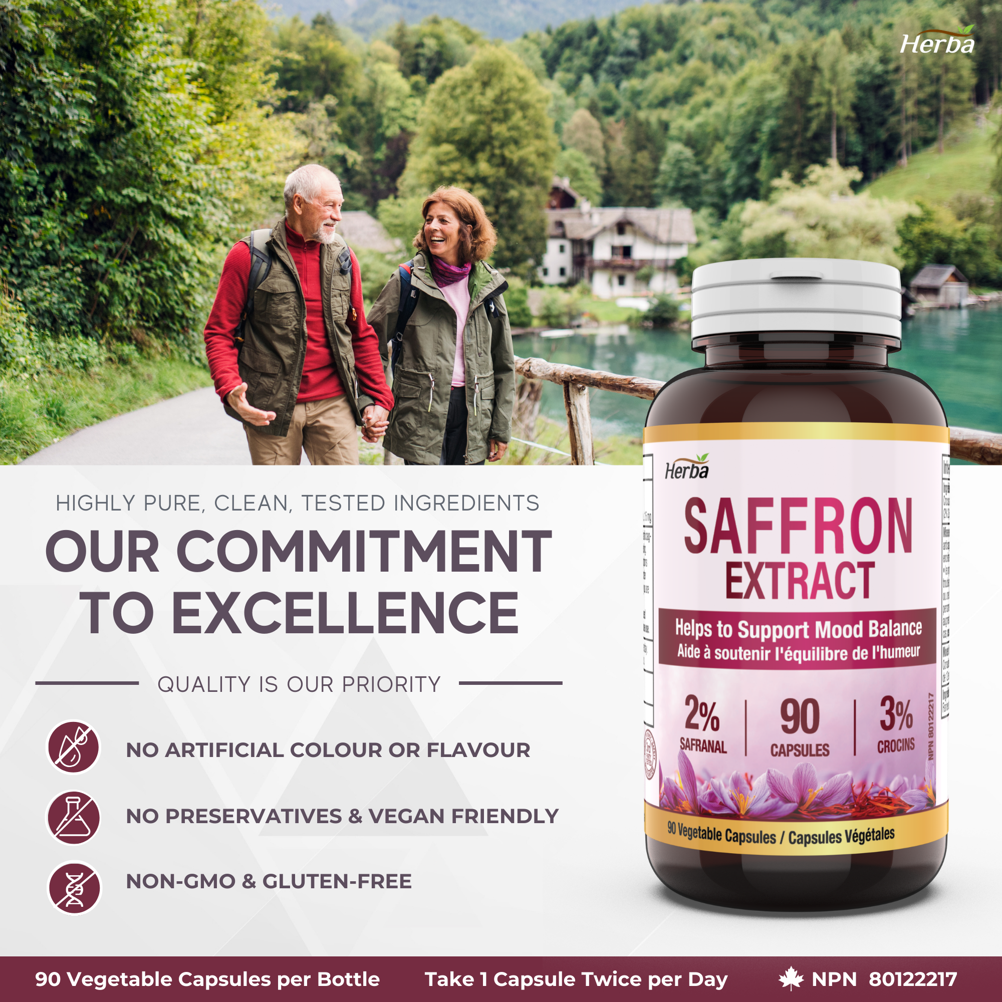 Saffron Supplement – 90 Capsules | Saffron Extract Standardized to 2% Safranal