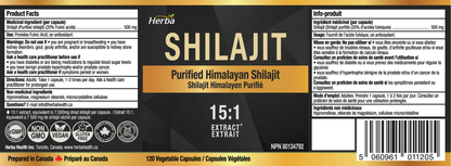 Himalayan Shilajit for Women &amp; Men – 120 Capsules | 1000mg Per Serving (500mg Each) | 15:1 Extract | Fulvic Acid Supplement | Made in Canada