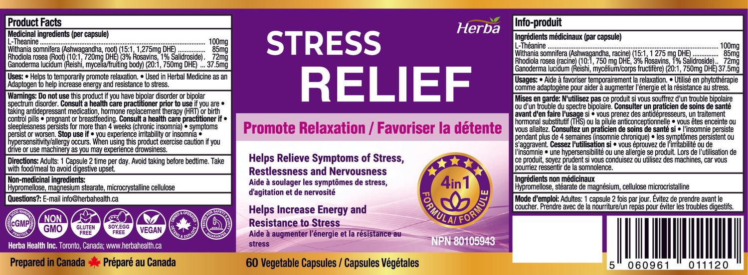 Natural Stress and Sleep Aids for Adult - Melatonin Free - 60 Capsules