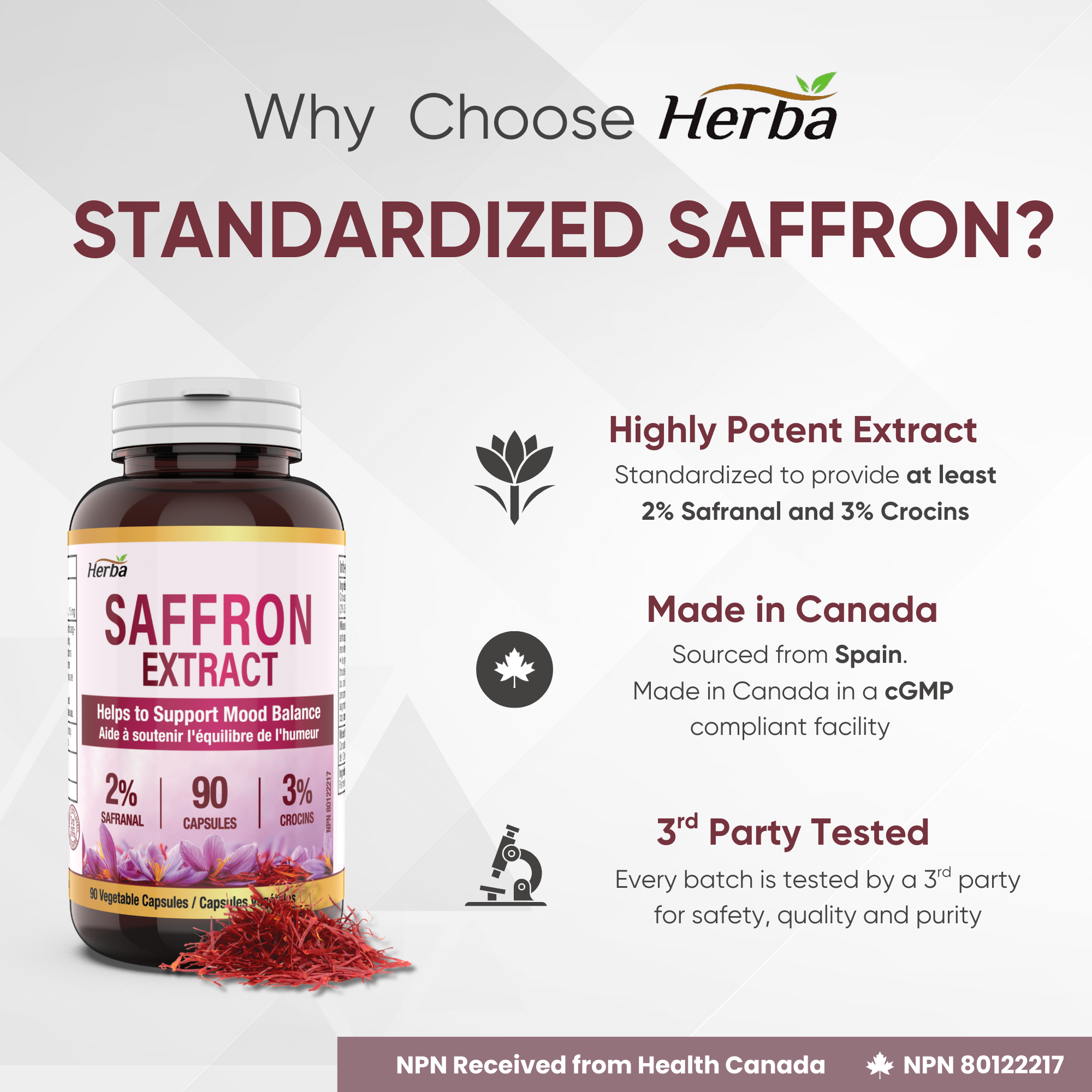 Saffron Supplement – 90 Capsules | Saffron Extract Standardized to 2% Safranal