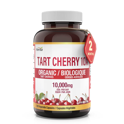 Organic Tart Cherry Extract Capsules – 120 Capsules | 10,000mg Per Day | Made in Canada