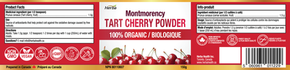 Montmorency Tart Cherry Powder – 150g | 100% Organic | Made in Canada