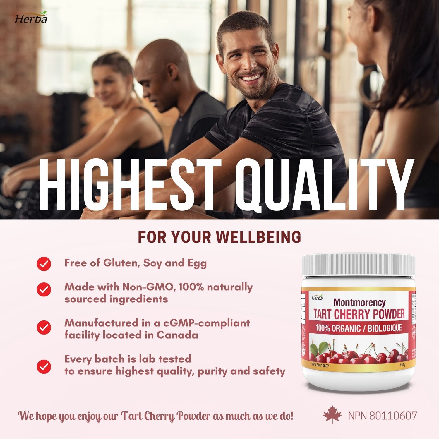 Montmorency Tart Cherry Powder – 150g | 100% Organic | Made in Canada