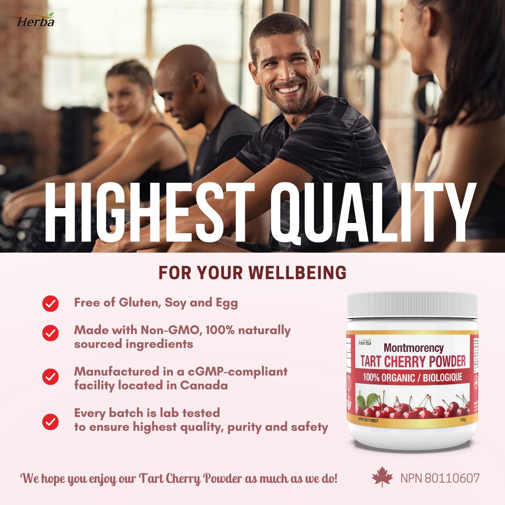 Montmorency Tart Cherry Powder – 150g | 100% Organic | Made in Canada
