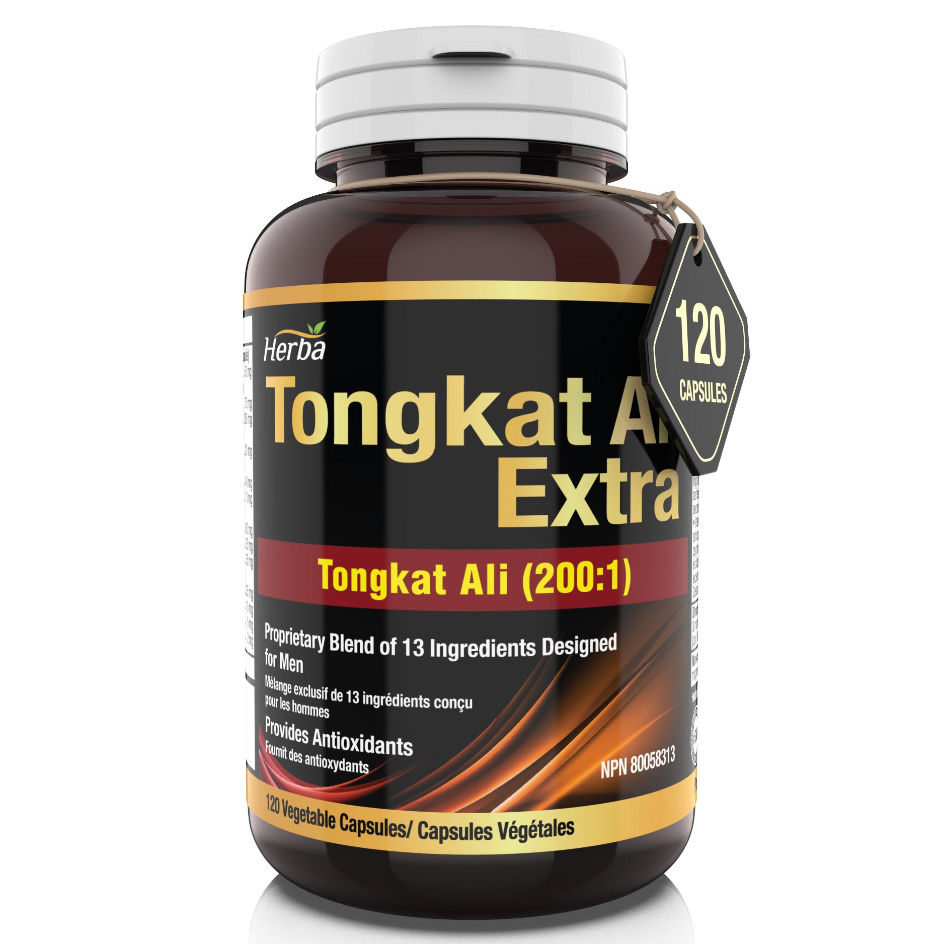 Supplément Tongkat Ali 200:1 - Fabriqué au Canada | 120 Capsules | Mélange exclusif comprenant 10 000 mg d&