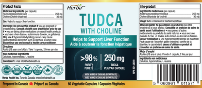 TUDCA Supplement for Liver – 60 Capsules | 250mg TUDCA + Choline | Made in Canada