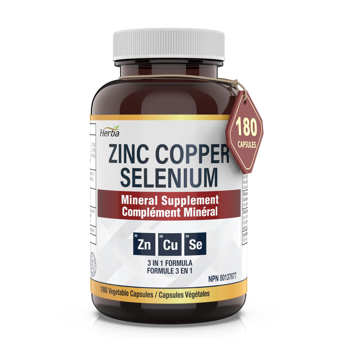 Zinc Copper Selenium Supplement - 180 Capsules | Made in Canada