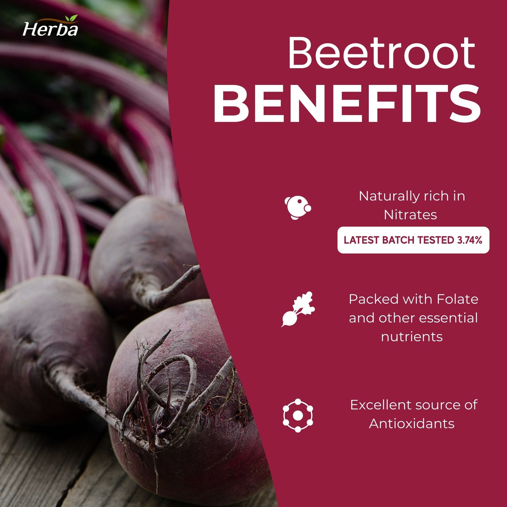 Organic Beet Root Supplement - 180 Capsules | 10,000mg Equivalent - 20:1 Extract Beetroot | Made in Canada