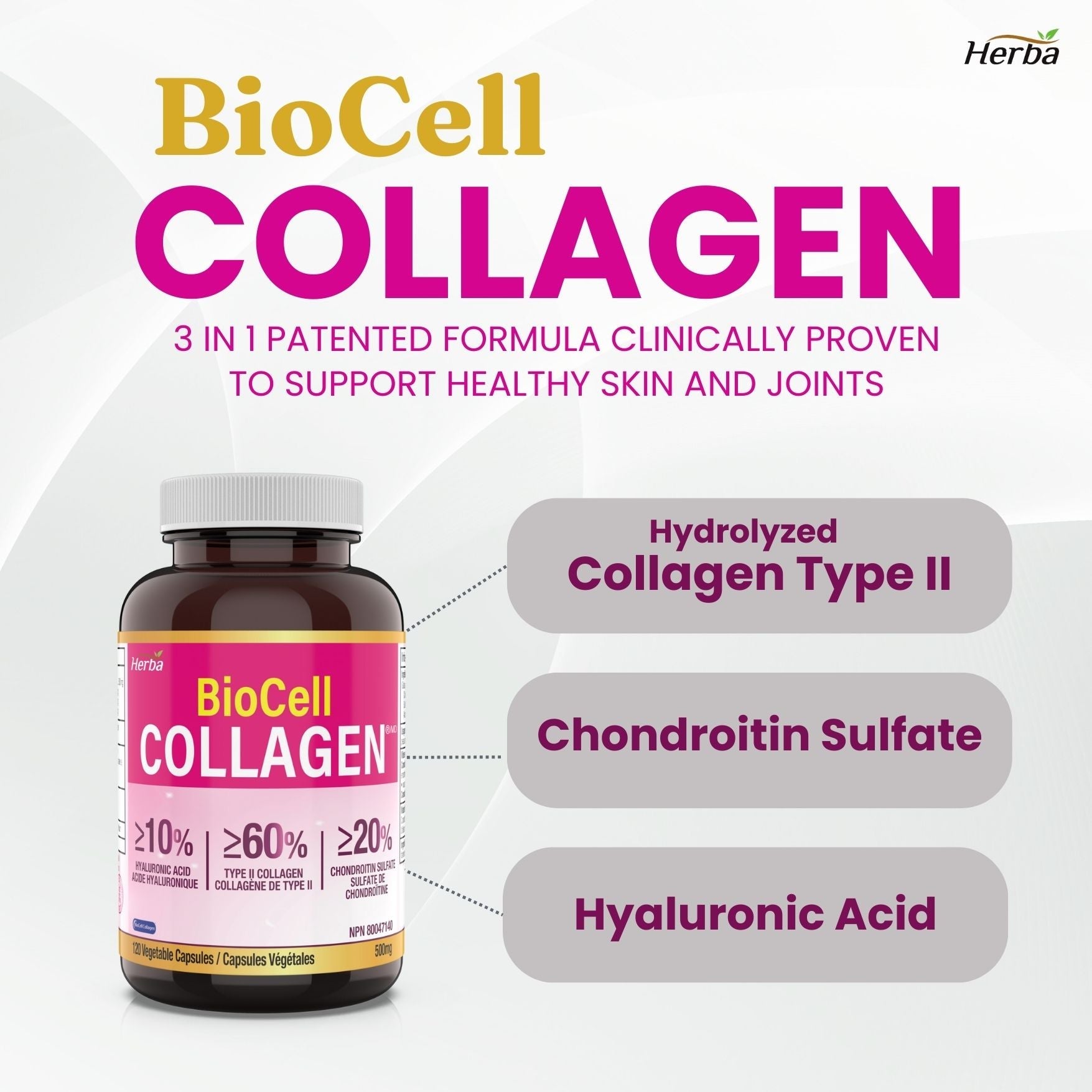 BioCell Collagen, 120 Vegetable Capsules – Herba